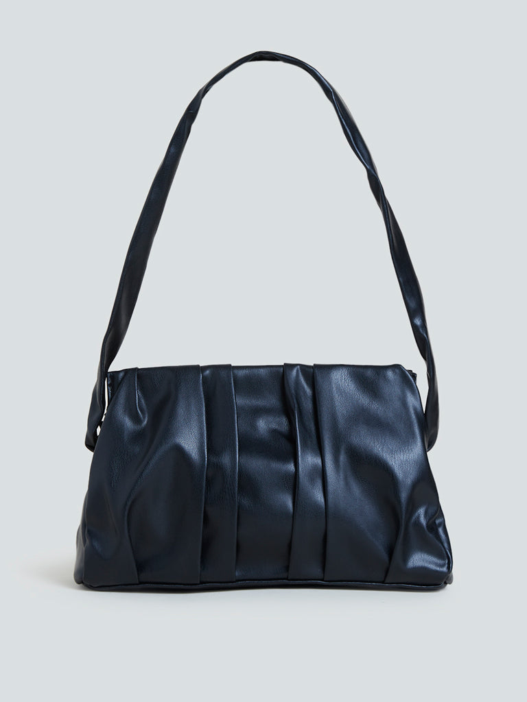 LOV Black Pleated Jenner Shoulder Bag