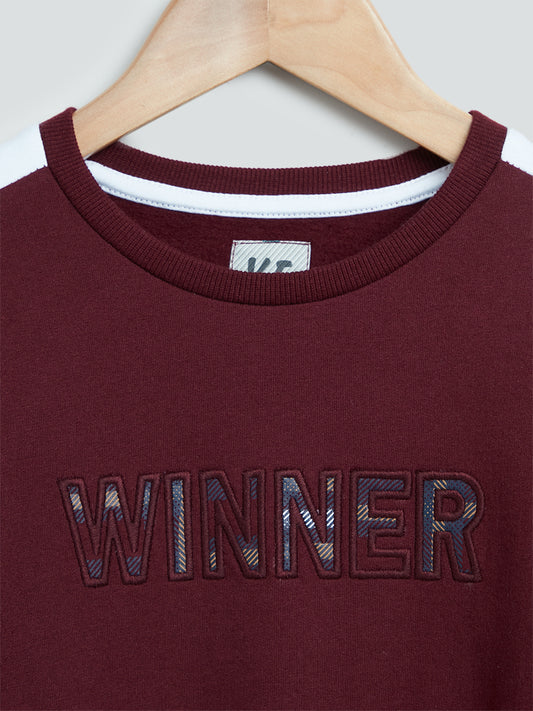 Y&F Kids Wine Text Design T-Shirt