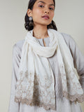 Zuba Beige Embroidered Dupatta