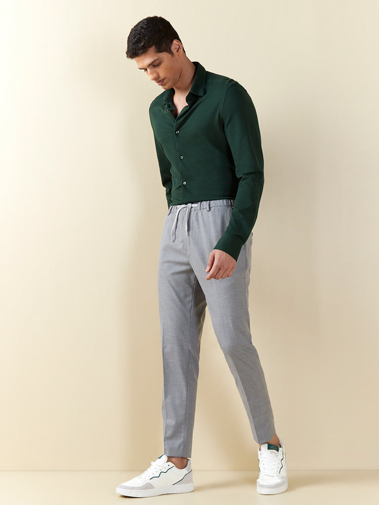 WES Formals by Westside Grey Checkered Carrot-Fit TrousersBuy, Online,  India, Tata CLiQ