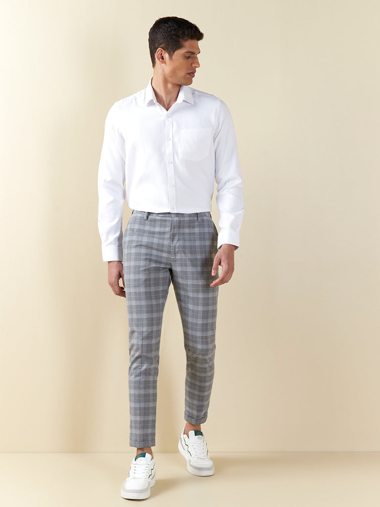River Island smart trousers in grey check  ASOS