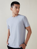 ETA Grey Self-Textured Slim-Fit T-Shirt