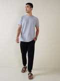ETA Grey Self-Textured Slim-Fit T-Shirt