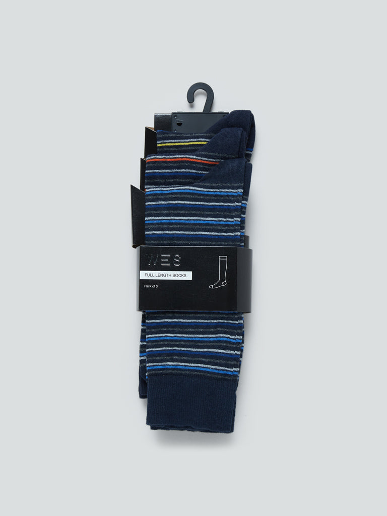 WES Lounge Grey Full-Length Socks Pack of Three