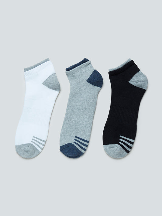 WES Lounge Grey Melange Trainer Socks Set Of Three