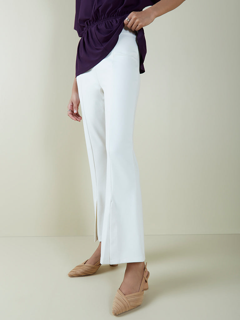 Madame White Slim Fit Belt Trouser  Buy COLOR White Trouser Online for   Glamly