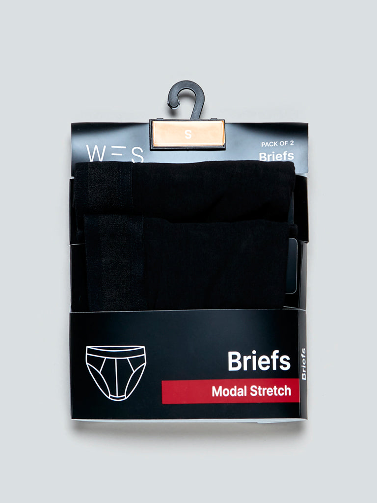 WES Lounge Black Briefs Pack Of Two