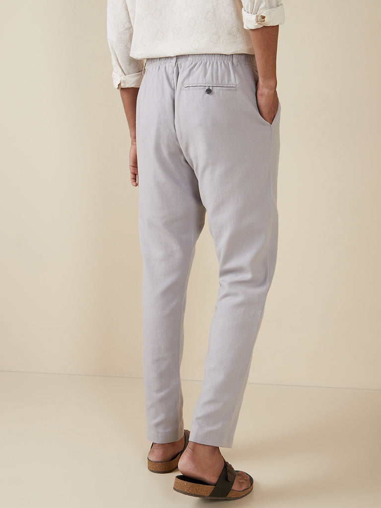 ETA Grey Slim-Fit Blended Linen Blended Linen Chinos