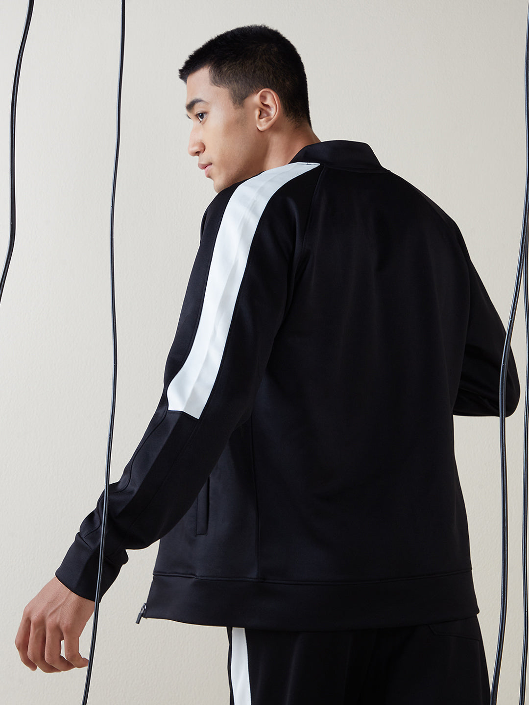 Studiofit Black Panel-Detailed Slim-Fit Jacket