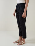 Utsa Black Tapered Slim Fit Cropped Pants