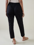 Utsa Black Tapered Slim Fit Cropped Pants