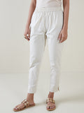 Utsa Off-White Tapered Cropped Pants