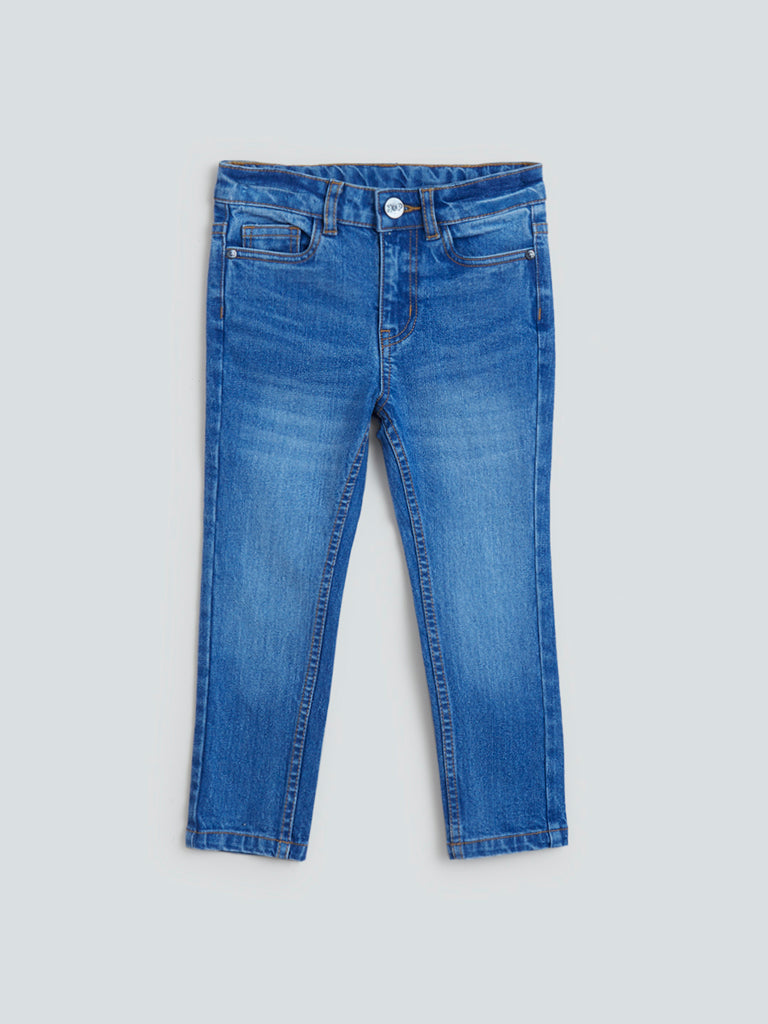 HOP Kids Blue Whisker Design Jeans