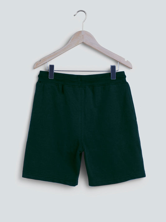 Y&F Kids Dark Green Printed Shorts