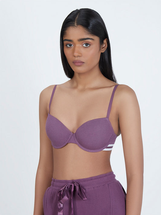 Superstar Purple Ribbed Padded Bra