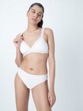 Superstar White Ribbed Plunge Bra