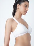 Superstar White Ribbed Plunge Bra