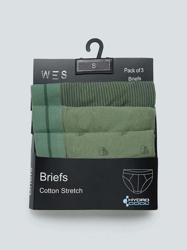 WES Lounge Olive Hydro Cool Briefs Set Of Three