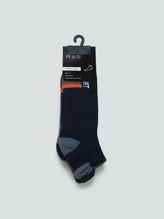 WES Lounge Grey Trainer Socks Pack of Three