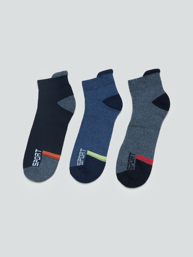 WES Lounge Grey Trainer Socks Pack of Three
