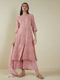 Zuba Peach Floral-Printed Stole