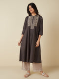 Utsa Light Taupe Crochet-Detailed Palazzo