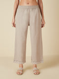 Utsa Light Taupe Crochet-Detailed Palazzo