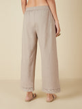 Utsa Light Taupe Crochet-Detailed Palazzo