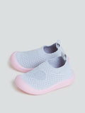 Yellow Kids Grey Knitted Slip-On Shoes