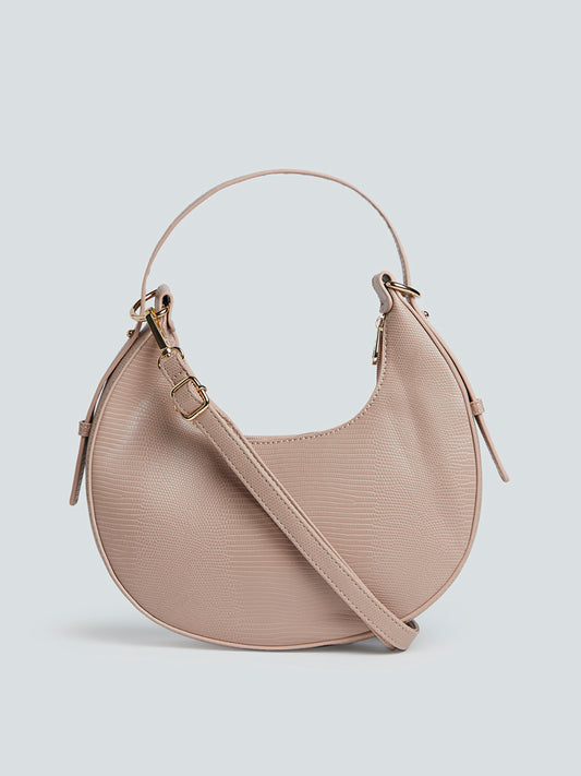 LOV Blush Pink Croc-Textured Ruby Bag