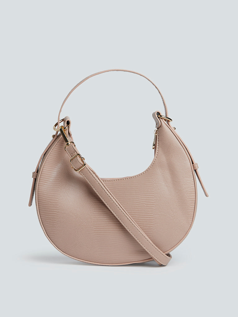 Shop LOV Blush Pink Croc-Textured Ruby Bag Online – Westside