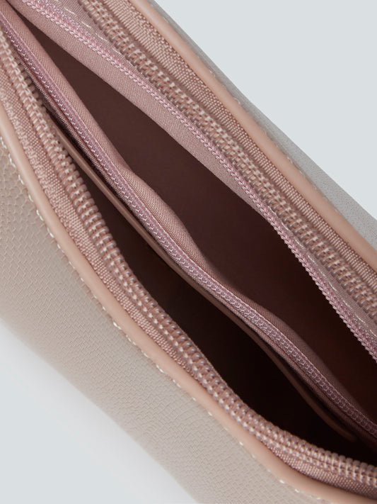 LOV Blush Pink Croc-Textured Ruby Bag