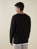 ETA Black Round-Neck Pure Cotton T-Shirt