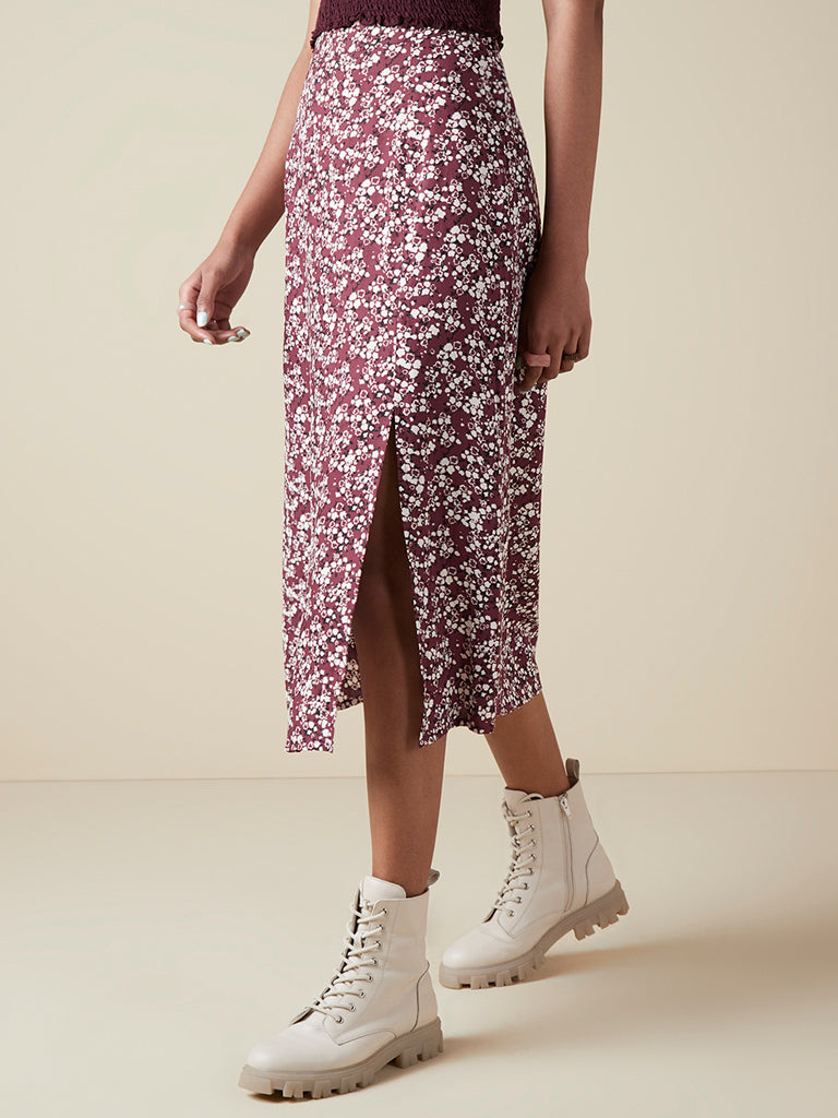 Buy Gold Floral Print Skirt Online  Aurelia