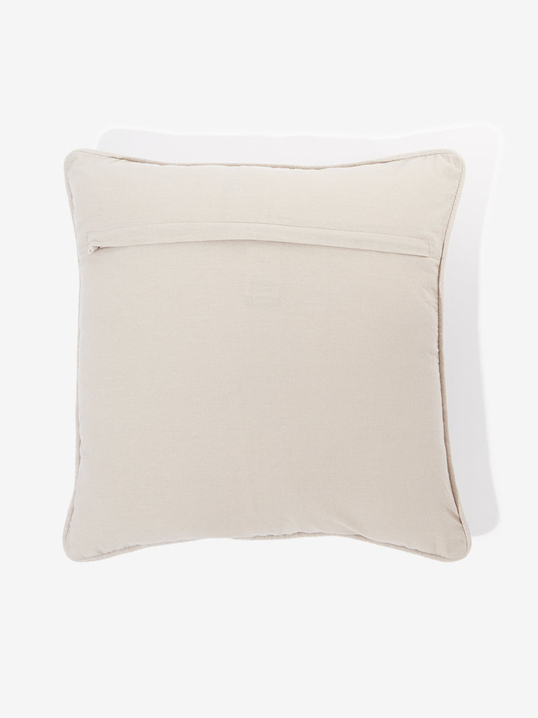 Shop Westside Home White and Brown Shell Embroidered Cushion Cover Online