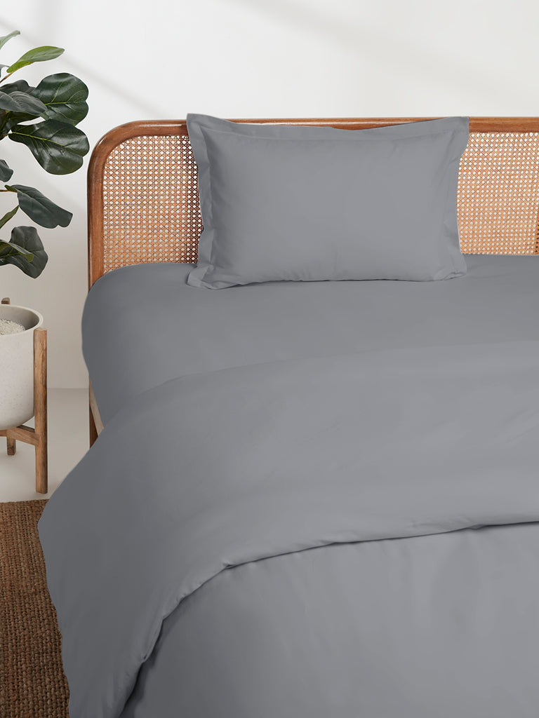 Westside Home Grey Single Flat Bedsheet and Pillowcases Set
