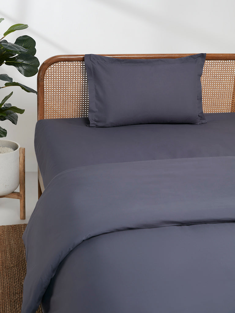 Westside Home Dark Grey Single Flat Bedsheet and Pillowcases Set