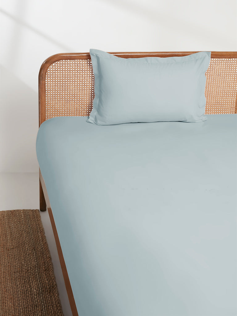 Westside Home Aqua Single Flat Bedsheet and Pillowcases Set