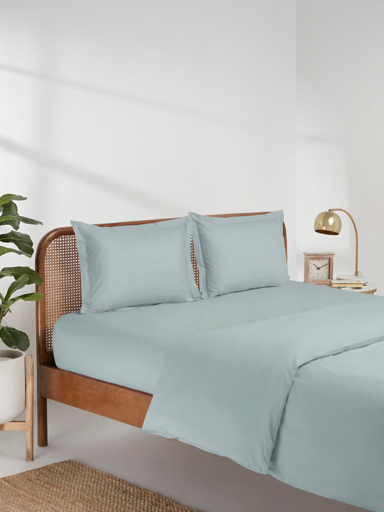 Westside Home Aqua King Flat Bedsheet and Pillowcases Set