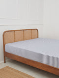 Westside Home Navy Striped Design King Flat Bedsheet and Pillow case Set