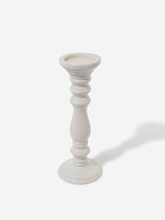 Westside Home White Large Pillar Marble Candle Stand