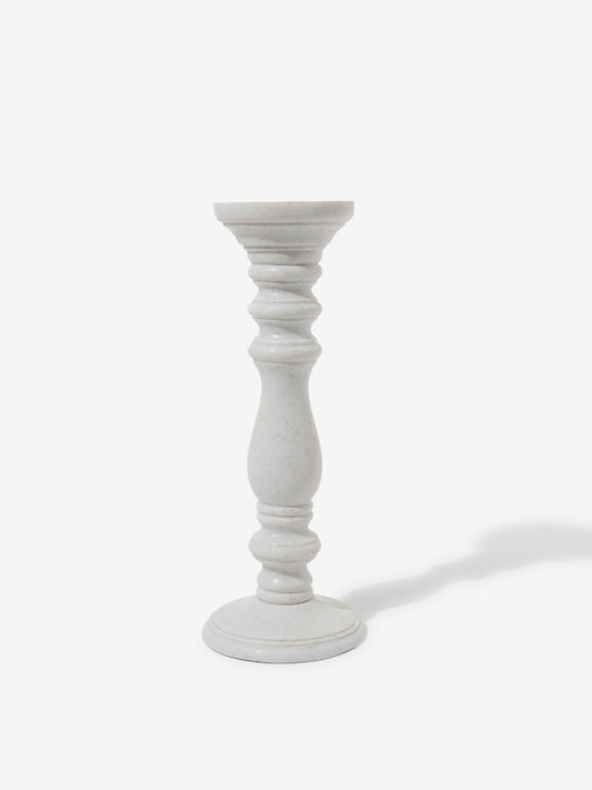 Westside Home White Large Pillar Marble Candle Stand