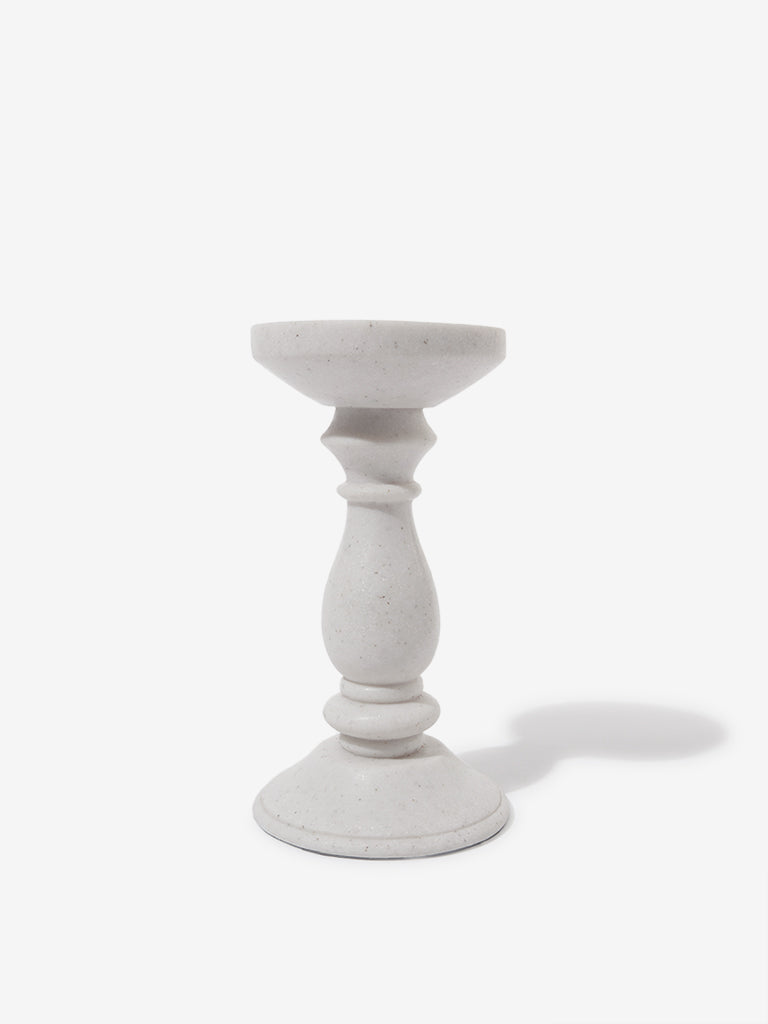 Westside Home White Small Pillar Marble Candle Stand