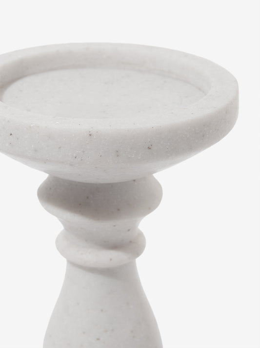 Westside Home White Small Pillar Marble Candle Stand
