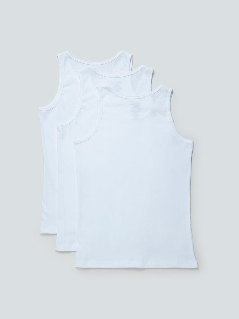 Y&F Kids White Vests Pack Of Three