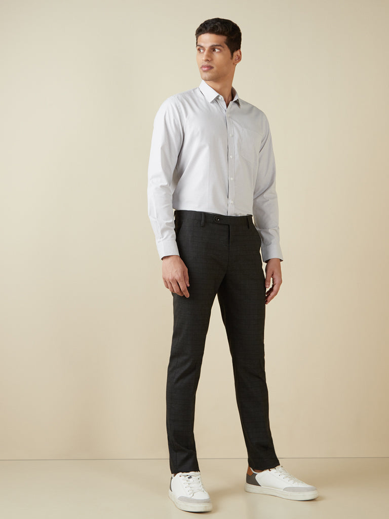 Charcoal Grey Slim Tapered Cotton Stretch Trouser  Dragon Hill Lifestyle