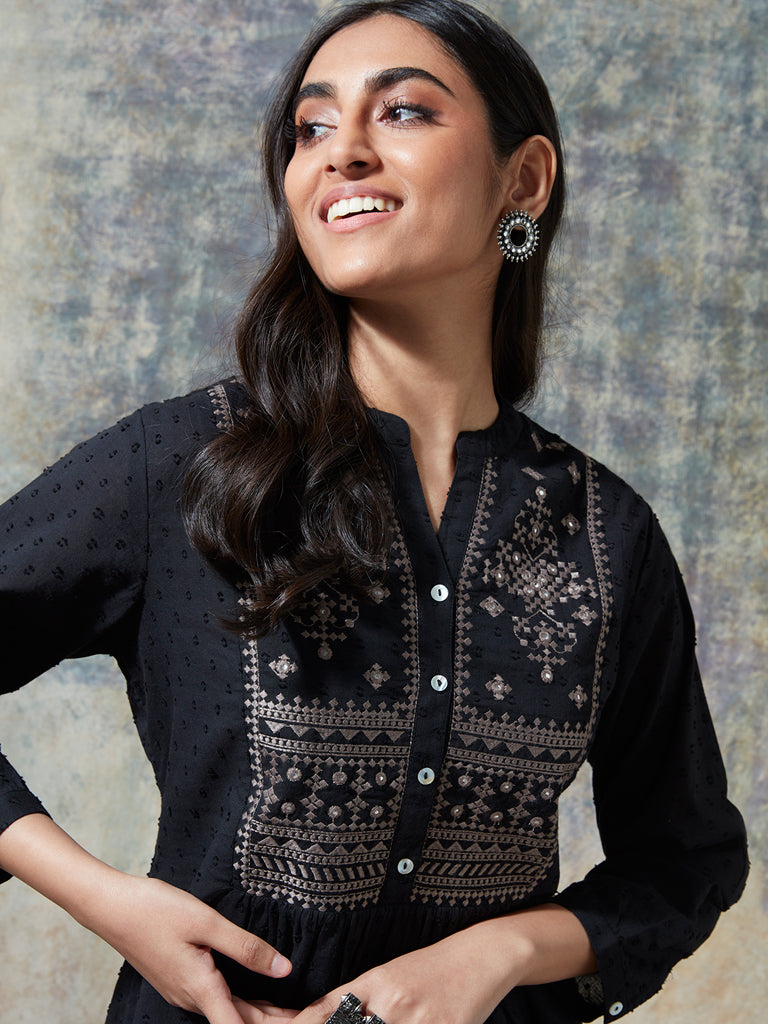 Shop Utsa Mustard Floral-Patterned Straight Kurta Online – Westside
