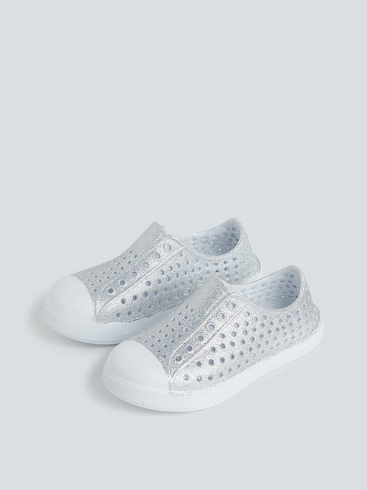 Yellow Silver Shimmer Slip-On Shoes