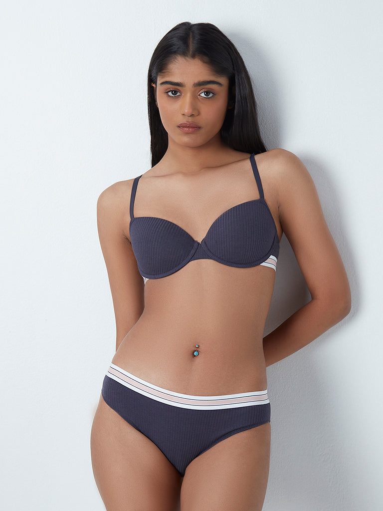 Superstar Charcoal Ribbed Bikini Briefs