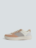 LUNA BLU Beige Colour-Blocked Lace-Up Sneakers
